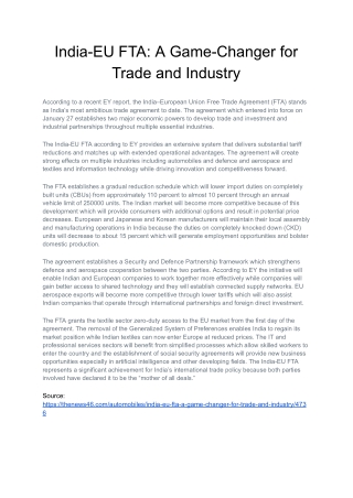 India-EU FTA_ A Game-Changer for Trade and Industry