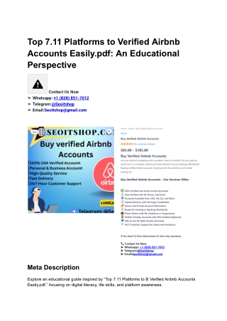 Top 7.11 Platforms to Buy Verified Airbnb Accounts Easily