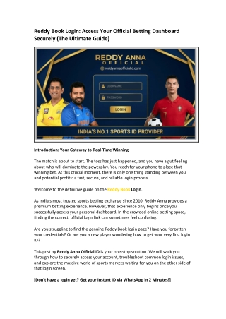Reddy Book Login Access Your Official Betting Dashboard Securely (The Ultimate Guide)