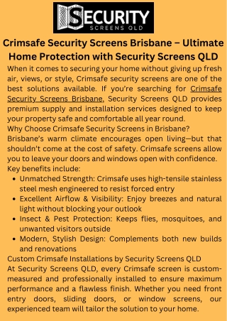Crimsafe Security Screens Brisbane – Ultimate Home Protection with Security Screens QLD