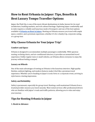 How to Rent Urbania in Jaipur_ Tips, Benefits & Best Luxury Tempo Traveller Options