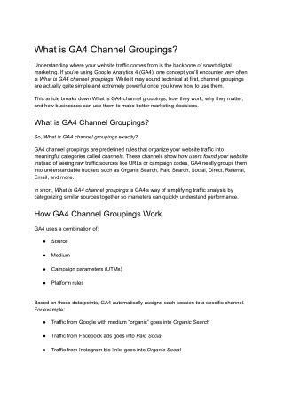 What is GA4 Channel Groupings?