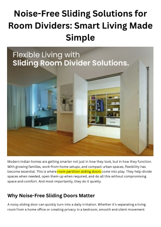 Noise-Free Sliding Solutions for Room Dividers: Smart Living Made Simple