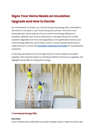 Signs Your Home Needs an Insulation Upgrade and How to Decide