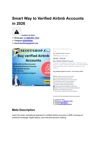 Smart Way to Buy Verified Airbnb Accounts in 20..