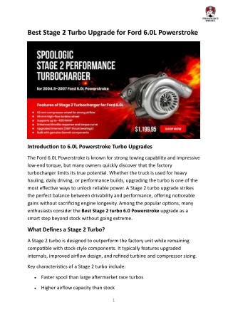 Best Stage 2 Turbo Upgrade for Ford 6.0L Powerstroke