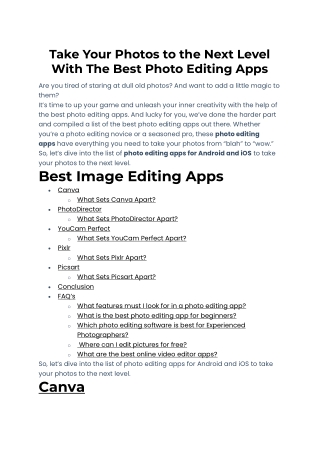 Take Your Photos to the Next Level With The Best Photo Editing Apps
