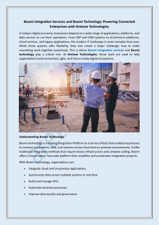 Boomi Integration Services and Boomi Technology Powering Connected Enterprises with Aretove Technologies