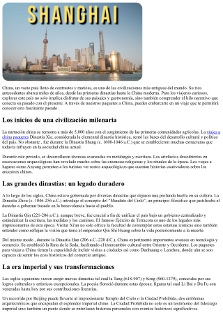 narración  de China con nuestros óptimos tours