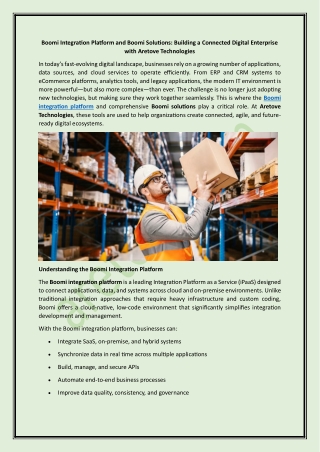 Boomi Integration Platform and Boomi Solutions Building a Connected Digital Enterprise with Aretove Technologies