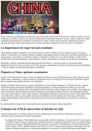 Ofertas especiales  con el fin de  estudiantes que quieren ir a China