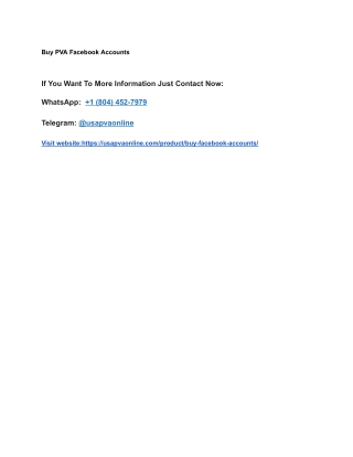 Buy PVA Facebook Accounts