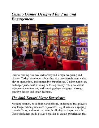 Casino Games Designed for Fun and Engagement