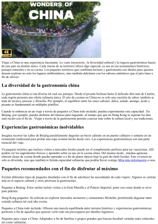¡Vive la experiencia china! Paquetes que combinan excursiones y gastronomía