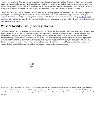 Affordable Dog Training Houston: Top Trainers, Group Classes, and Board & Train