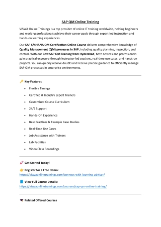 SAP QM Online Certification Training Course