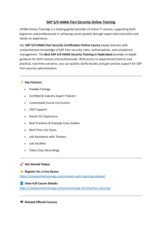 SAP S4 Hana Fiori Security Online Certification Training Course