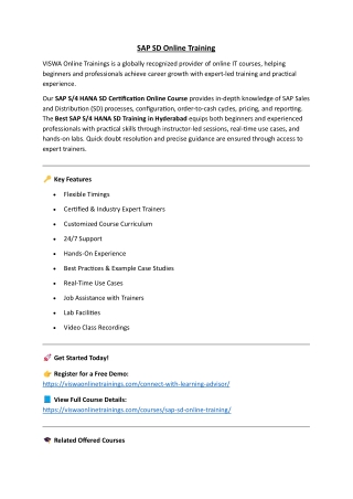 SAP SD Course Online Training Classes from India
