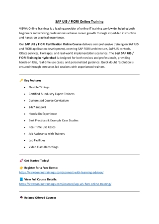 SAP UI5 Online Training Real-time support from India
