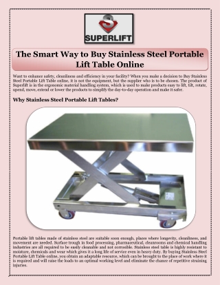 The Smart Way to Buy Stainless Steel Portable Lift Table Online