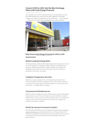 Convert USD to CAD Get the Best Exchange Rates with Interchange Financial PDF