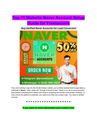 Top 11 Website Naver Account Setup Guide for Freelancers