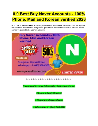 0.9 Best Buy Naver Accounts - 100% Phone, Mail and Korean verified 2026
