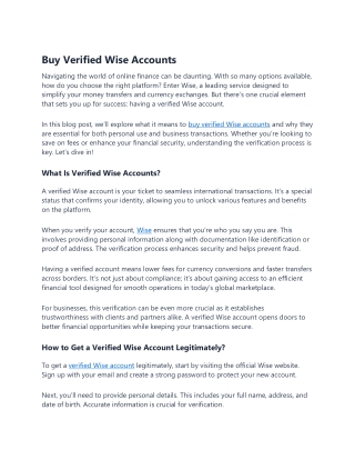 Buy Verified Wise Accounts