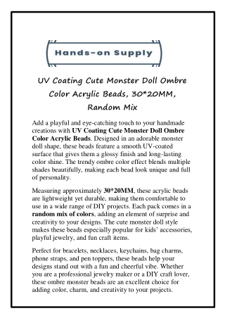 UV Coating Cute Monster Doll Ombre Color Acrylic Beads, 30_20MM, Random Mix