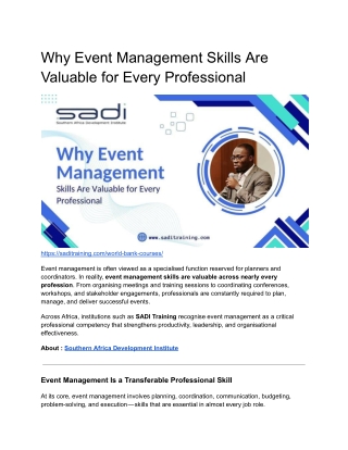 Why Event Management Skills Are Valuable for Every Professional