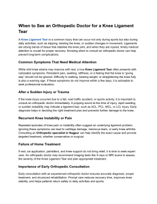 When to See an Orthopedic Doctor for a Knee Ligament Tear