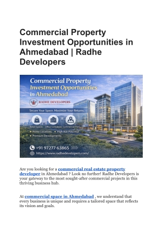 Commercial Property Investment Opportunities in Ahmedabad _ Radhe Developers