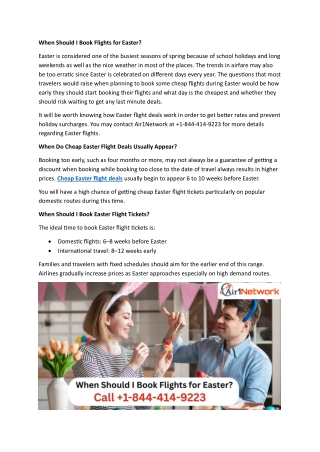 1-844-414-9223 When Should I Book Flights for Easter?