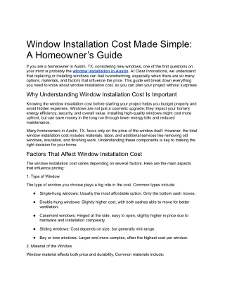 Window Installation Costs Explained for Homeowners | Clear Innovation