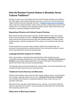 Russian Funeral home in Brooklyn