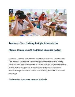 Teacher vs Tech_ Striking the Right Balance in the Modern Classroom with traditional education system