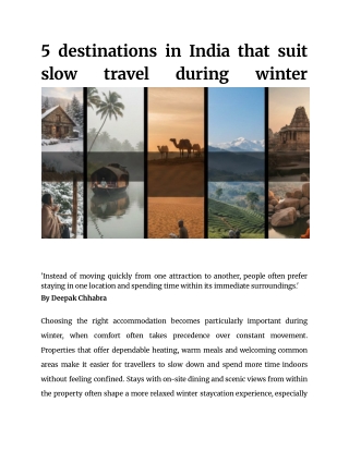 5 destinations in India that suit slow travel during winter