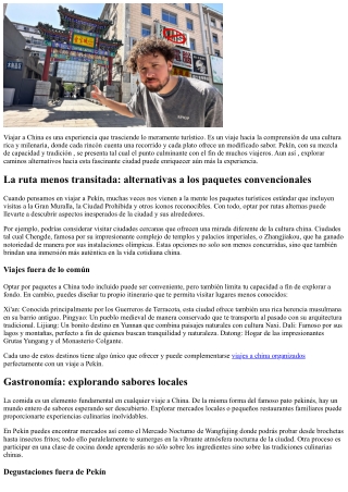 Senderos rumbo a lo desconocido, explora rutas diferentes hacia Pekín.