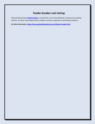 Feeder breaker coal mining