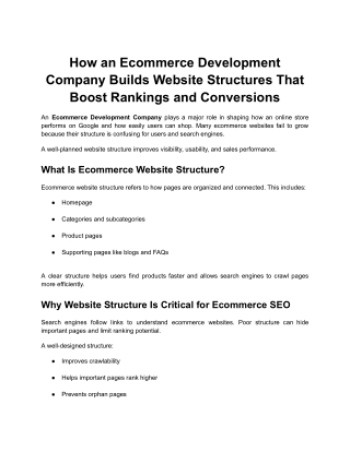 How an Ecommerce Development Company Builds Website Structures That Boost Rankin