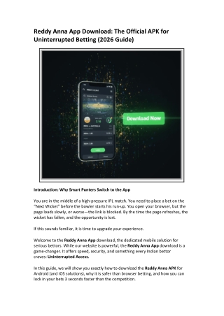 Reddy Anna App Download The Official APK for Uninterrupted Betting (2026 Guide)