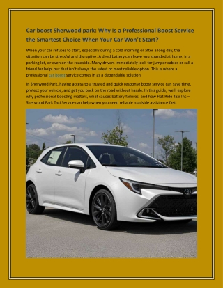 Car boost Sherwood park Why Is a Professional Boost Service the Smartest Choice When Your Car Won’t Start
