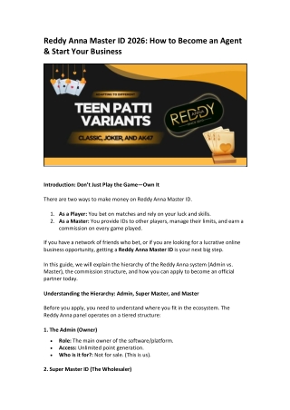 Reddy Anna Master ID 2026 How to Become an Agent & Start Your Business