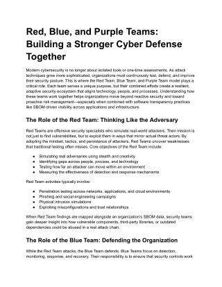 Red, Blue, and Purple Teams_ Building a Stronger Cyber Defense Together