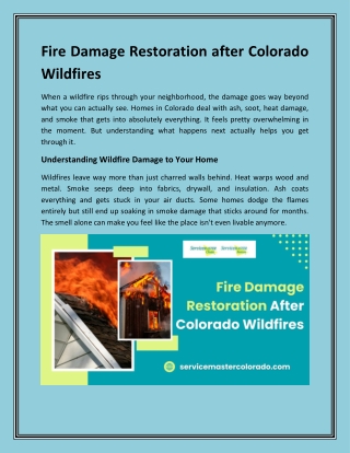 Fire Damage Restoration after Colorado Wildfires