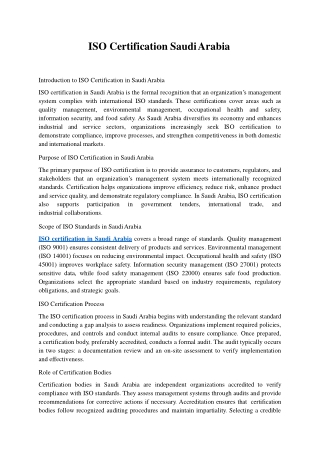 ISO Certification Saudi Arabia