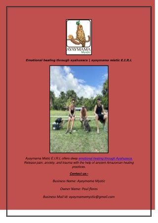 Emotional healing through ayahuasca  ayaymama mistic E.I.R.L