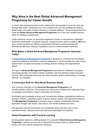 Why Aima Is the Best Global Advanced Management Programme for Career Growth