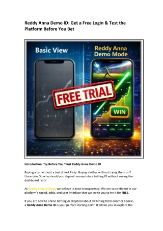 Reddy Anna Demo ID Get a Free Login & Test the Platform Before You Bet