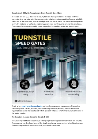 Bahrain Leads GCC with Revolutionary Smart Turnstile Speed Gates